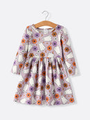 2 Piece Halloween Ghost Striped Girls Dress Set