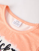 Halloween Letter Bleached Top + Striped Flared Pants