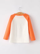 Thanksgiving Pumpkin Letters Print Long Sleeve Boys Top