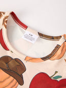2 Piece Thanksgiving Pumpkin Stripe Print Girls Dress Set