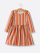 2 Piece Thanksgiving Pumpkin Stripe Print Girls Dress Set