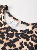 Fall Pumpkin Leopard Print Autumn Girls Ruffle Two-Piece Dress