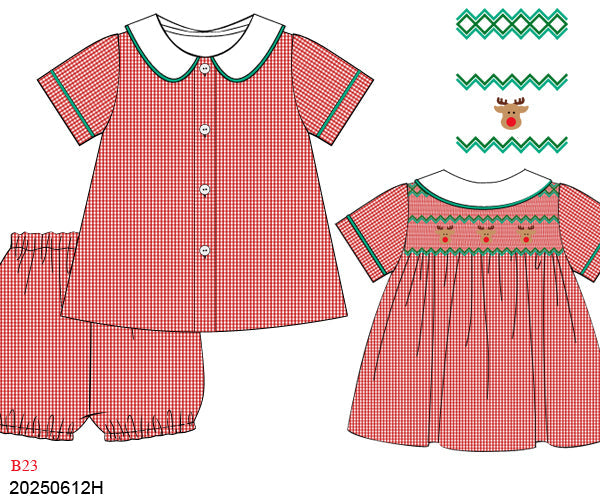 Reindeer Romp Bubble Shorts Set