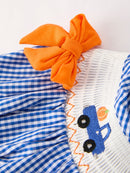 Fall Thanksgiving & Halloween Truck Smock Embroidery Baby Girl Dress