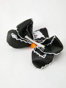 Halloween Ghost Embroidered Black Bow Hairpin