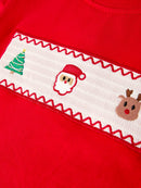 Christmas Plaid Smocking Embroidered Boys Set