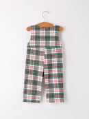 Christmas Jonjon Plaid Smocking Embroidered Boys Romper