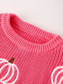 Fall Girls Thanksgiving Halloween Pumpkin Pink Pullover Sweater