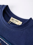 Christmas Holiday Celebration Boys Set: Navy with Santa Sleigh