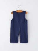 Christmas Holiday Celebration Baby Boys Romper: Navy with Santa Sleigh