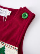 Christmas Tree Dog Smocking Embroidered Baby Boys Romper
