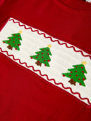 Christmas Smocking Embroidered Christmas Tree Plaid Boys Set