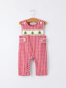 Christmas Smocking Embroidered Christmas Tree Plaid Plaid Baby Boy Romper