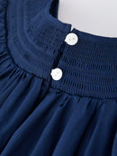 Christmas Navy Blue Nativity Smocking Embroidered Dress