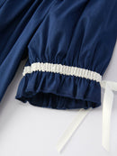 Christmas Navy Blue Nativity Smocking Embroidered Dress