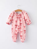 Bow Print Baby Girls Romper