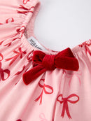 Bow Print Baby Girls Romper