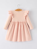 Christmas Tree Smocked Embroidery Stripe Baby Girls Dress