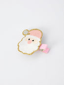 Christmas Pink Santa Girls 2-inch Hair Clip– Pink Girls' Hair Accessory