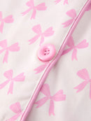 Mommy & Me Pink Bow Print Ruffle Pajama Set