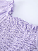 Spring Purple Short-sleeved Girls Jumpsuit