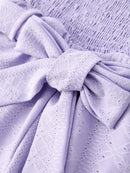 Spring Purple Short-sleeved Girls Jumpsuit
