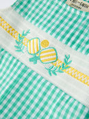 Pickle Ball Embroidered Smocked Green Baby Boys Romper