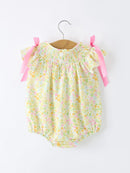 Spring Floral Smocked Baby Girl Romper