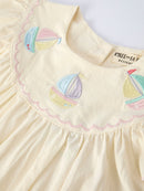 Rainbow Sailboat Embroidered Girls Dress