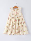 Lace-trimmed Bow Girls' Dress-Pink/Blue