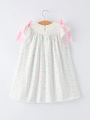 Girl Bow Stripe Smocked Dress