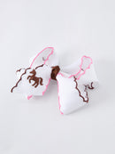 Western Horse Embroidery Ruffle Edge Girls Hairpin 4 Inch