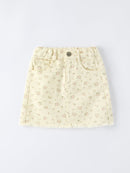 Flower Letter Girl Short Sleeve Top Denim Skirt Set
