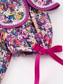 Purple Floral Bow Petals Collar Girls Dress