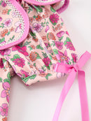 Pink Floral Bow Petals Collar Girls Dress