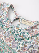 Sage Green Bow Floral Smocked Girl Dress