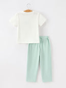 Western Horse Embroidery Boys Set T Shirt Pants Outfit