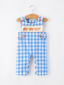 Summer Plaid Whale Embroidery Boys Jonjon Sleeveless