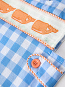 Summer Plaid Whale Embroidery Boys Jonjon Sleeveless