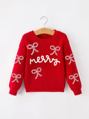 Mom and Me Winter Christmas Red "merry" Pullover Sweater
