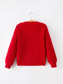 Red Christmas Girls “merry” Pullover Sweater