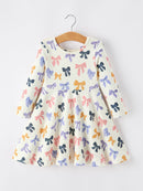 Halloween Bow Girls Dress Long Sleeve Twirl Dress