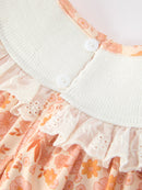 Thanksgiving Turkey Floral Lace Ruffle Girls Dress