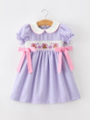 Thanksgiving Turkey Smocked Plaid Bow Girls Dress