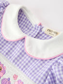 Thanksgiving Turkey Smocked Plaid Bow Girls Bubble Romper
