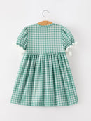 Western Plaid Horse Embroidered Girl Dress