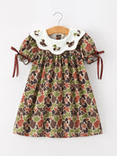 Duck Camo Embroidered Duck Girl Dress Short Sleeves