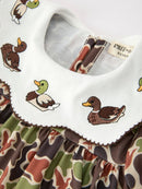 Duck Camo Embroidered Duck Girl Dress Short Sleeves