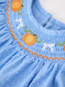 Halloween Thanksgiving Pumpkin Smocked Bubble Romper