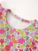 Hot Pink Bow Floral Girl Dress